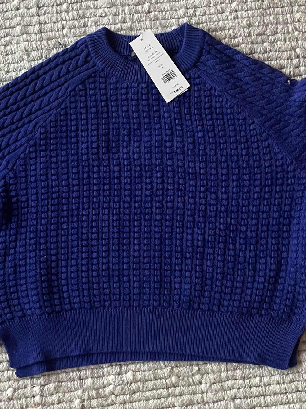Club Monaco Royal Blue Textured Crewneck Sweater